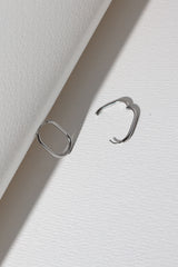 Thin Oval Hoops - Silver