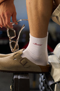 Headline Sock - White & Red